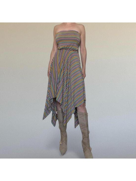 Dresses & Skirts - Asymmetrical striped strapless dress size small.